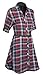 Women's Roll Up Sleeve Plaid Tunic Top Shirt Dress with Belt