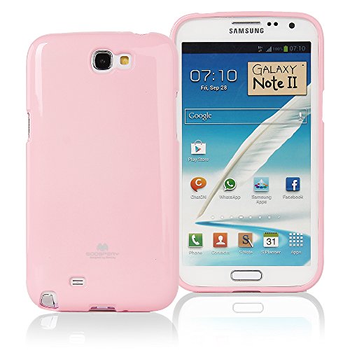 [Pink] Mercury Goospery Samsung Galaxy Note 2 Case [Slim Fit Flexible TPU Jelly] Premium Rugged Anti Shock Protection - Verizon, AT&T, Sprint, T-Mobile, International, and Unlocked - Samsung Galaxy Note II GN2 GNote 2 N7100 2012 Model