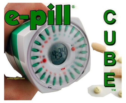 Cover image : e-pill® 24 Alarm Multi-Alarm CUBE Pill Timer and Medication Organizer up to 24 Daily Alarms. Four (4) Stackable Pill Boxes.