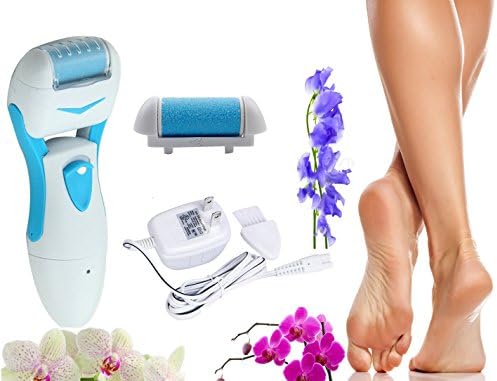 Smooth Feet (Blue) Best Rechargeable Electric Callus Remover and Shaver Pedicure Foot Care File Tool - Remove Hard, Dead, Cracked Skin and Callouses on Feet in Seconds
