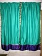 2 Turquoise Art Silk Sari Curtains Drapes Panels Window Dressing 83x44 Inch