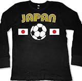 Japan Flags International Soccer Mens Thermal Shirt, Japanese National Pride Mens Long Sleeve Thermal Shirt, Large, Black