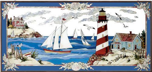 Joan Baker Designs APM606 Summer Shores Glass Art Panel, 37-1/2 by 17-1/2-Inch