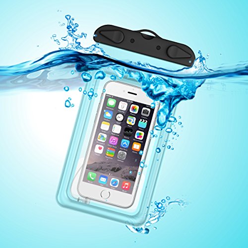 Waterproof Case, Waterproof Pouch, iThrough Ultra Universal Waterproof Pouch, Waterproof Case with 3.5mm AUX Cable, Touch Responsive Transparent Screen Protector for iPhone 6/6 Plus/5/5s/5c/4/4s Galaxy S3/S4/S5/Note 2/3/4 (Blue)