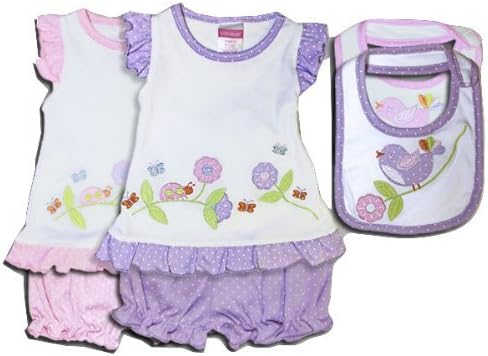 Lavender Bloomers Set with Bib and Socks 3-6 Months