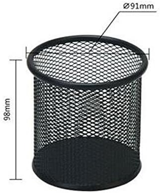 1pc Round Office Pencil Mesh Steel Pen Ruler Desk Organizer Storage Holder