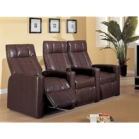 Matinee Collection Brown Vinyl Motion Home Theater Recliner Chairs