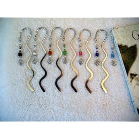 Pink Swarovski Crystal Silver Bookmark with Heart Charm