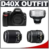 Nikon D40x 10.2MP Digital SLR Camera with 18-55mm AF-S DX Nikkor Lens Outfit + Nikon 55-200mm ED AF-S Lens + Nikon SB-400 AF Speedlight Flash