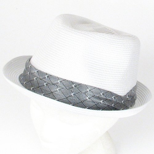 PP WATERPROOF 3 PLEAT STINGY FEDORA CRUSH HAT WHITE MEDIUM