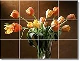 IMAGE OF Flower Picture Ceramic Tile Mural F322 | 18x24 using (12) 6x6 tiles