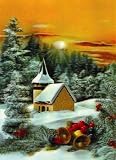 3D Lenticular POSTCARD-CHURCH IN WINTER
