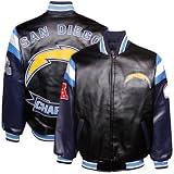 NFL San Diego Chargers Black Pleather Varsity Full Zip Jacket (X-Large)