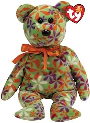 Ty Beanie Babies Groovey - Flower Print Bear (Green)