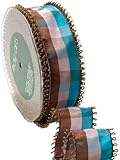 May Arts 1-1/2-Inch Wide Ribbon, Blue and Brown Check