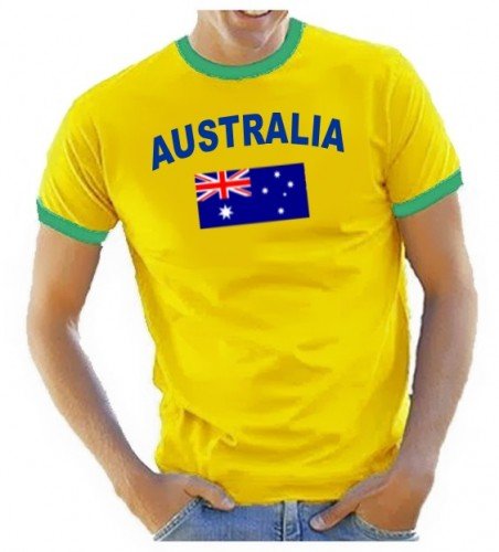 Coole-Fun-T-Shirts Herren T-Shirt Ringer, Gelb, XL, 10888_Australien_HERI