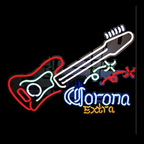 New Corona Extra Guitar Real Glass Tube Handcrafted Neon Sign Beer Bar Pub Restaurant Totel Coffe Shop Recreation Room Game Room Window Garage Wall Sign Neon Light Sign 19x15