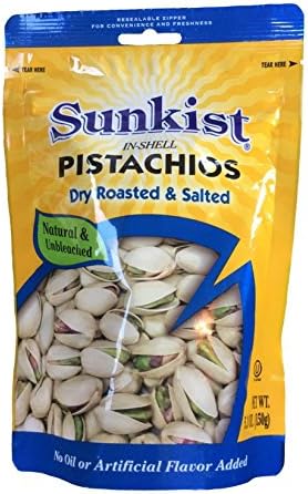 Dry Roasted & Salted Pistachios Snack, Sunkist, Ready to Eat, Net. Wt. 5.3 Oz.