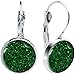 Design Shamrock Green Glitter Leverback Earrings title=