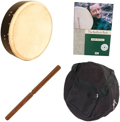 Roosebeck Tunable Mulberry Bodhrán Single-Bar 14-by-3.5-Inch - Black Deluxe Package w/Gig Bag, Tipper &amp; Bodhran Instruction Book &amp; CD
