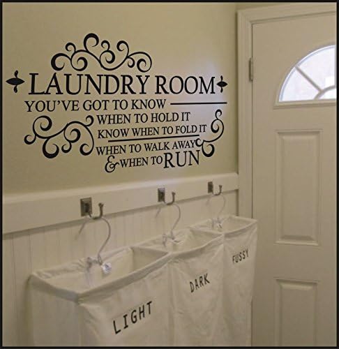 Know When To Fold It Laundry Room Decal. Small, Black