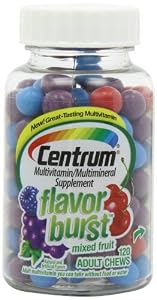 Centrum Flavor Burst Multi-Vitamin Chewable Tablets, Multi-fruit, 120 Count