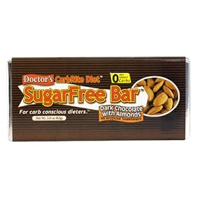 Doctor's CarbRite Diet Sugar Free Bar, Dark Chocolate with Almonds, 3 Ounce Bar (Pack of 12)