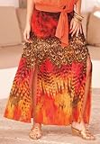 Roamans Plus Size Feather Maxi Skirt Denim 24/7