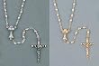 Rosary - First Communion -3x5mm Imitation Pearl Oval Beads - MADE IN ITALY - Gift Box Included