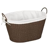 Household Essentials ML-7067 Laundry Basket, Lined, Paper Rope, Dark Stained
