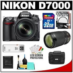 Nikon D7000 Digital SLR Camera & 18-105mm VR + 70-300mm VR AF-S Lens + 32GB Card + Filters + Case + Accessory Kit