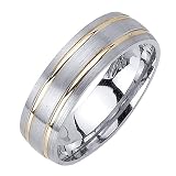 Beverly Diamonds White-and-yellow-gold MENS 14K 2-TONE WEDDING BAND RING