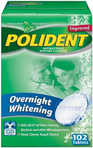 Polident Overnight Denture Cleanser Tablets, 102-Count