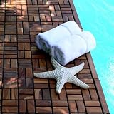 Le Click Interlocking Teak Flooring Tiles, Style FLEX, Box of 10 Tiles, Oiled Finish