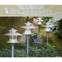 Daintily Garden Set of 4 Solar Cast Aluminum LED Landscaping Lights - Brushed Nickel