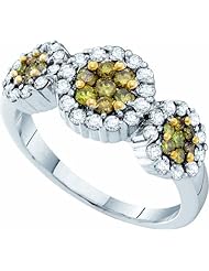 1.00ctw Yellow Diamond Flower Ring 14K White Gold