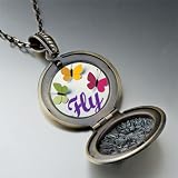 Pugster Butterfly Photo Locket Pendant Necklace