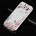 Galaxy S6 Edge Case,NSSTAR Pink Butterfly Floral Flower Bling Crystal Rhinestone Diamonds Clear Rubber Rose Plating Frame Soft TPU Silicone Protective Bumper Case Cover for Samsung Galaxy S6 Edge
