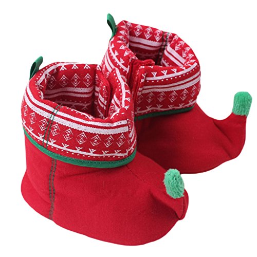 Taiycyxgan Baby Boys Girls Christmas Slipper Shoes Toddler Booties Red
