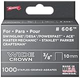 Arrow Fastener 606 3/8" Heavy Duty Wide Crown Staples 1000 per Package