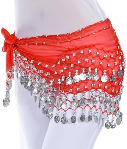10 Pcs Belly Dance Hip Scarf Skirt with 128 Gold and Silver Coins