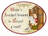 Produkt-Bild: Spruchbrett aus Holz WENNS ARSCHERL BRUMMT im Antik Design (18 x 13 x 0,5 cm)