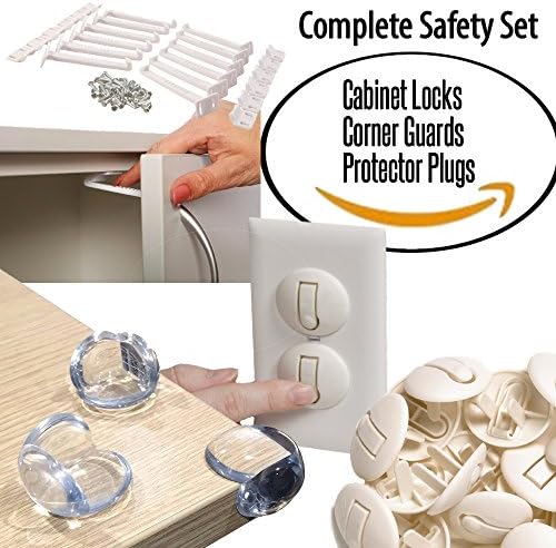 Safety Set for Baby Includes Baby Corner Guards, Set of Childproof Cabinet Locks and Plug Covers For Your Peace of Mind.