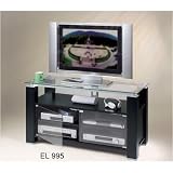 Elite EL995 47-inch Wide TV Stand Audio Rack – Black Ash Finish