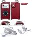 Red Leather Case for Apple Ipod Nano + Car Charger + Travel Charger for Apple Ipod Nano