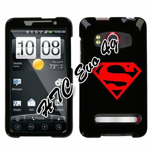  HTC EVO 4G RED SUPERMAN SYMBOL ON A BLACK HARD CASE COVER
