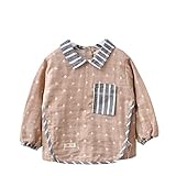 Alec&Yule(アレックスユール) ロングスリーブ スモック 防水 お食事 エプロン 防水 ライス服 コート(サイズ80 - カーキ)