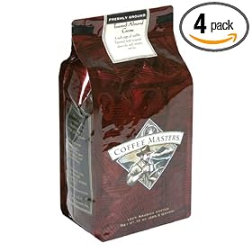 Coffee Masters Flavored Coffee, Toasted Almond Creme Ground, 12-Ounce Valve Bag, (Pack of 4)
