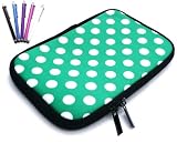 Flash Superstore Bundle Pack of 5 Capacitive/Resistive Touchscreen Stylus Pen & Polka Dots Green / White ( 7 Inch Tablet / eReader ) Water Resistant Neoprene Soft Zip Case/Cover suitable for Blackberry Playbook ( 7 Inch Tablet )