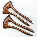 Hair Stick, Exotic Cocobolo Rosewood, Matched Pair 5 Inch